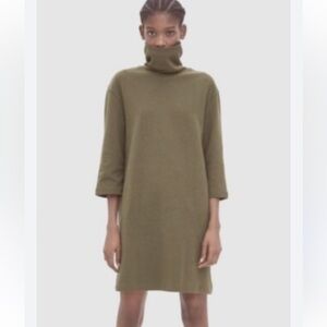 Zara Trafaluc Women's Small Olive Green Khaki Turtle Neck Dress